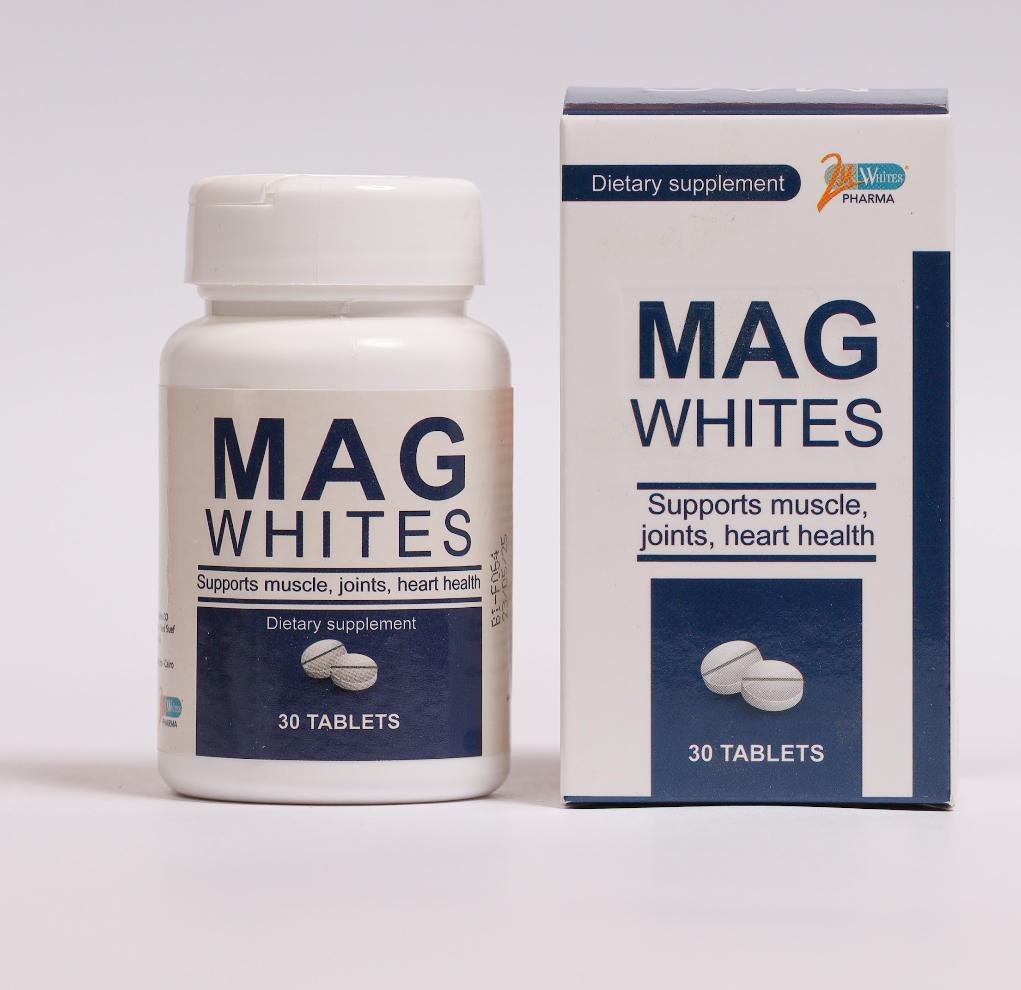 ماج وايتس 30 قرص mag whites magnesium glycinate 500mg 30 tablet